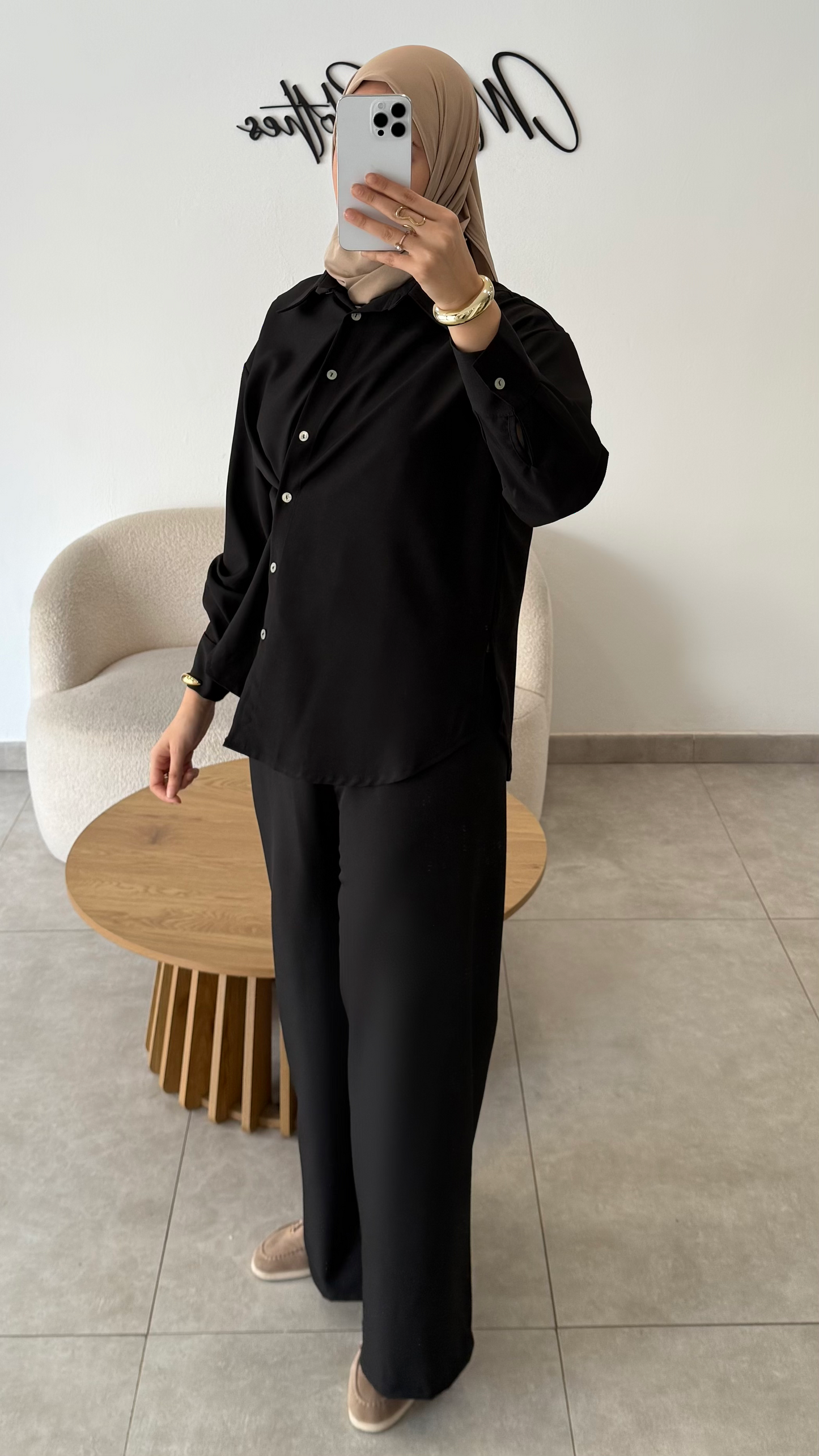 OVERLAPPING SHIRT SET - BLACK
