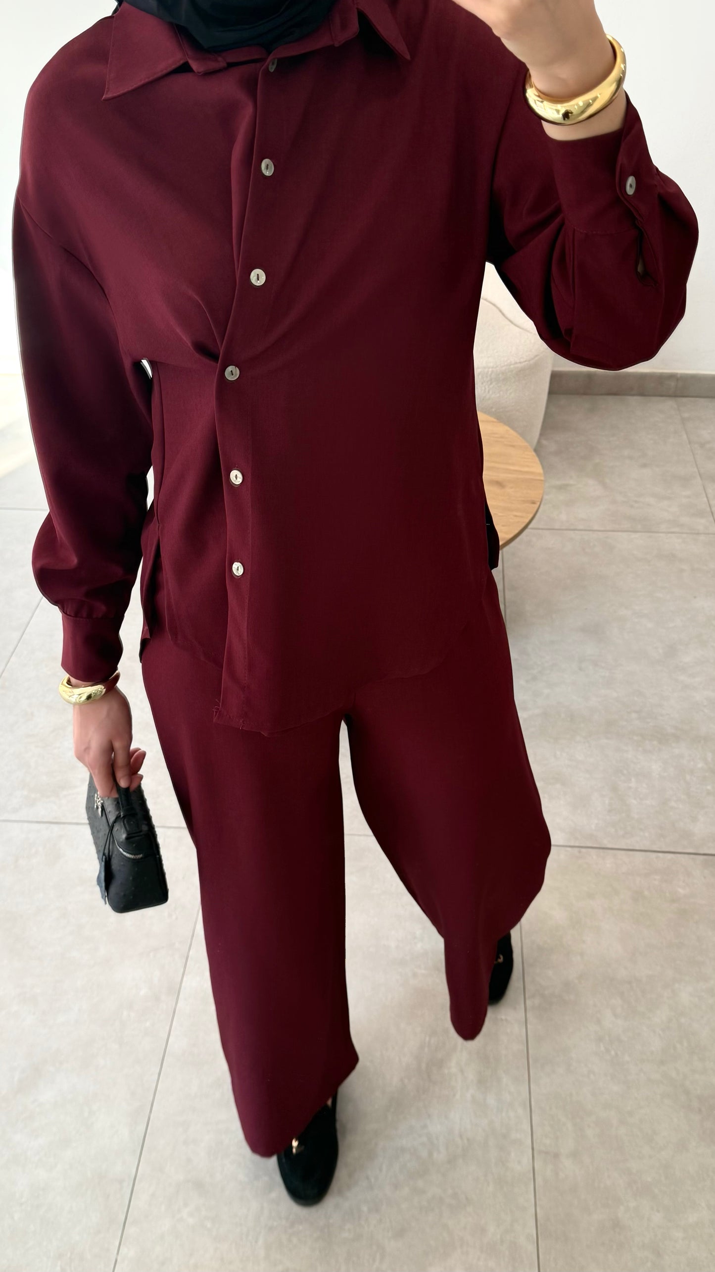 CONJUNTO DE CAMISA CRUZADA - BURDEOS