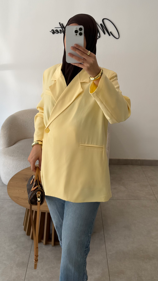 BLAZER OVERSIZE À FENTES SUR LES CÔTÉS - JAUNE