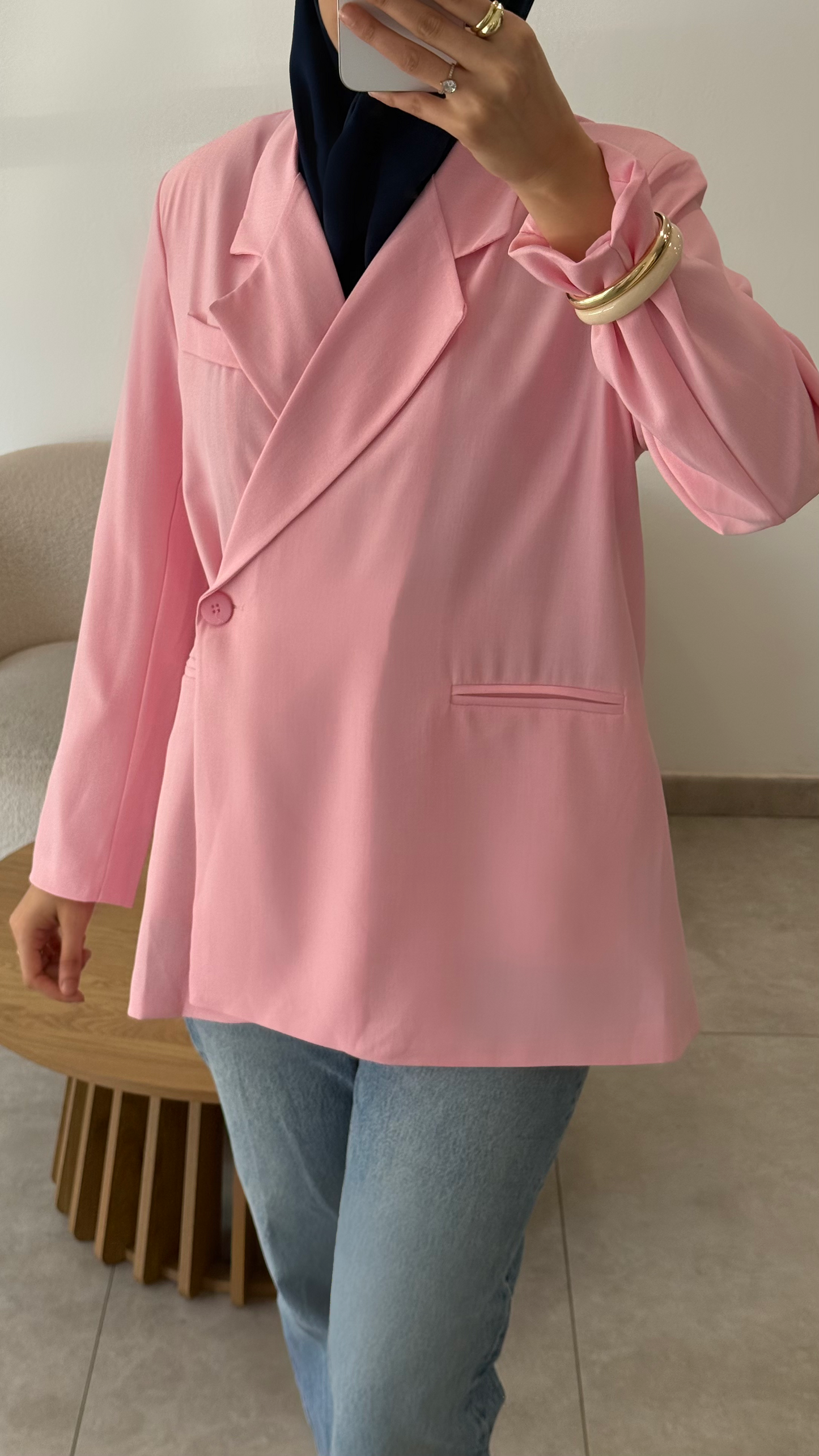 BLAZER OVERSIZE À FENTES SUR LES CÔTÉS - ROSE