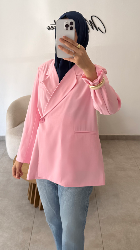 BLAZER OVERSIZE À FENTES SUR LES CÔTÉS - ROSE