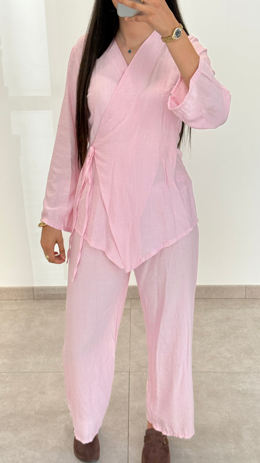 CONJUNTO CON TOP KIMONO - ROSA