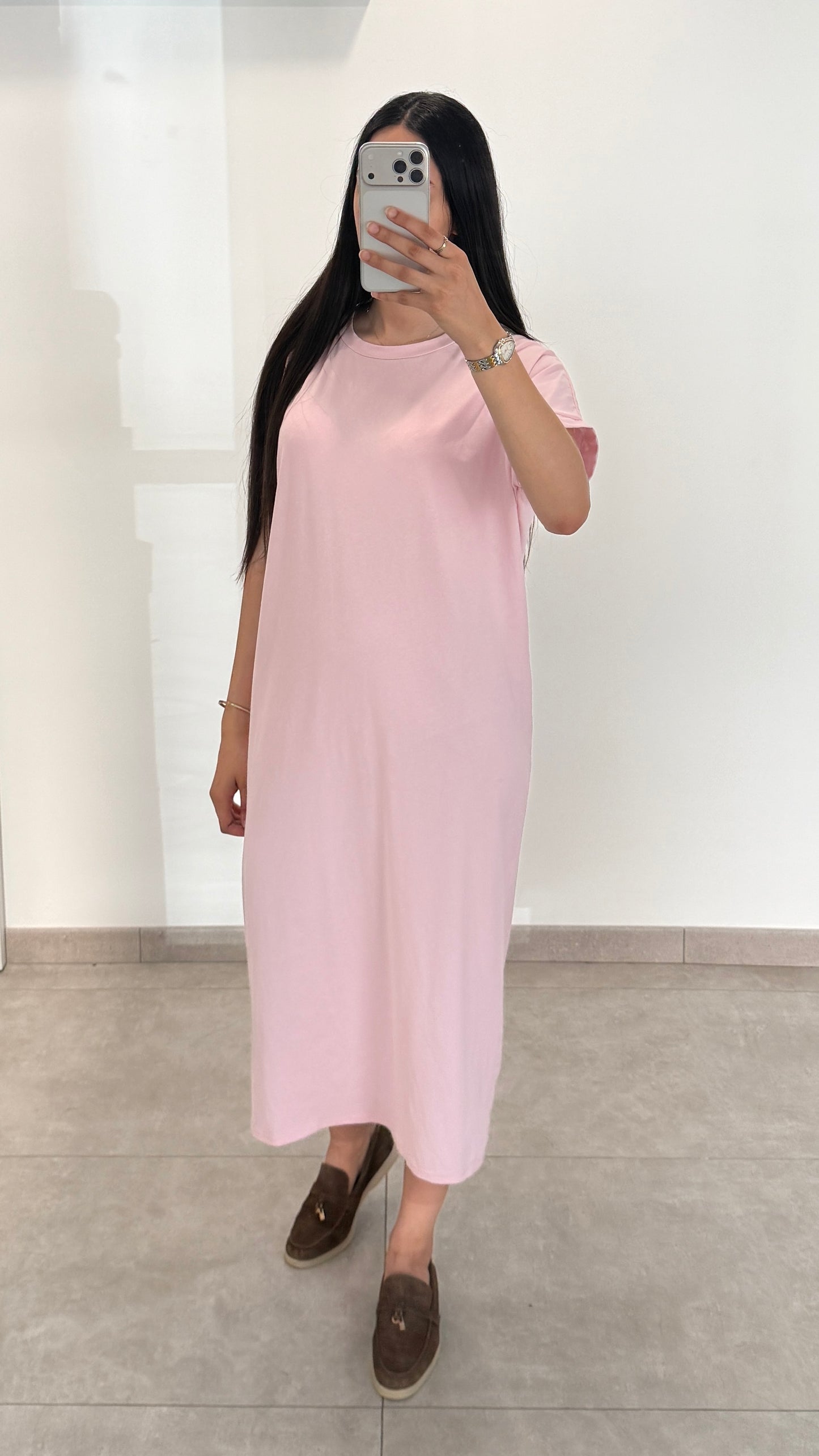 ROBE ESSENTIELLE MANCHES COURTES - ROSE