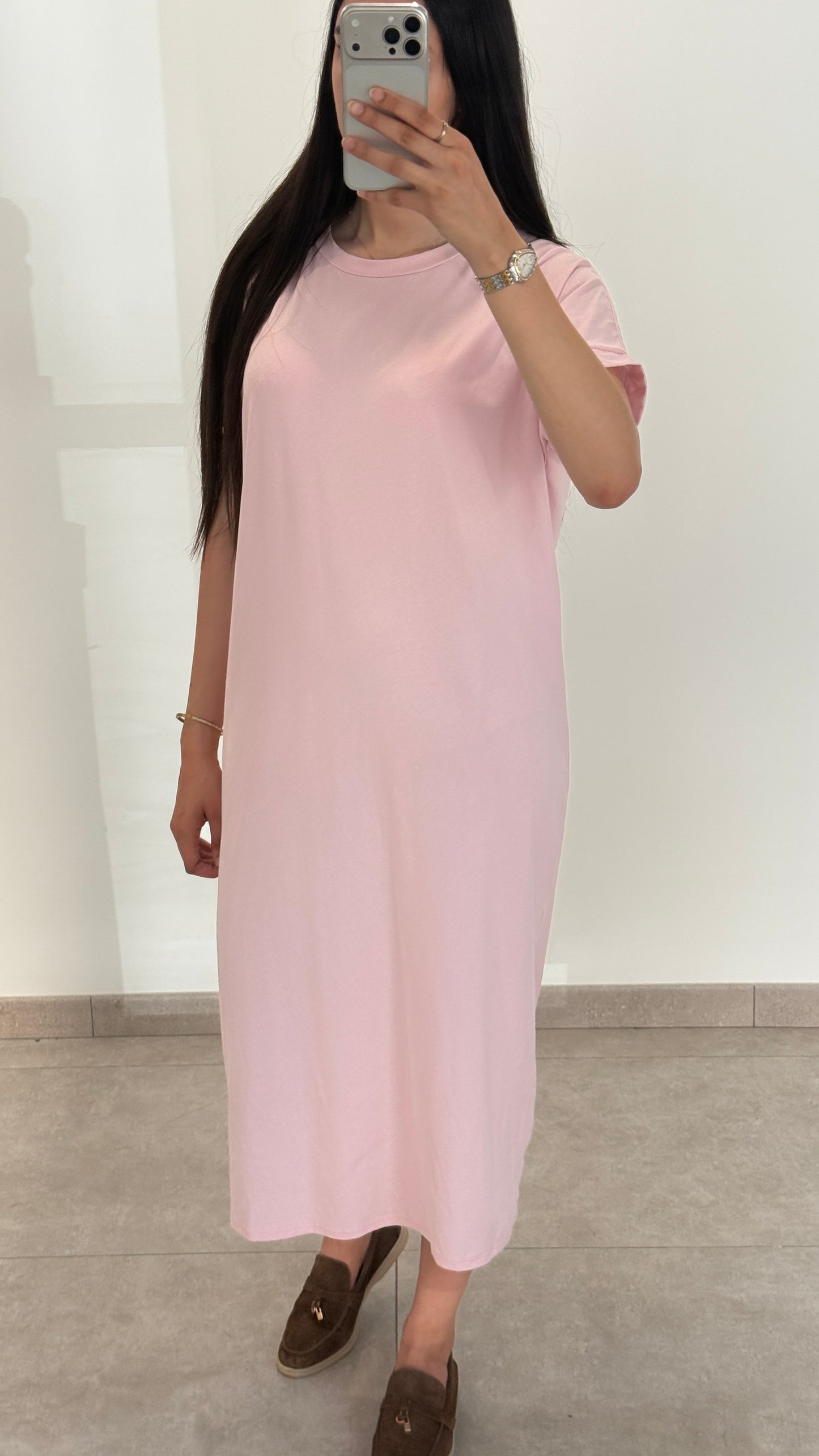 ROBE ESSENTIELLE MANCHES COURTES - ROSE