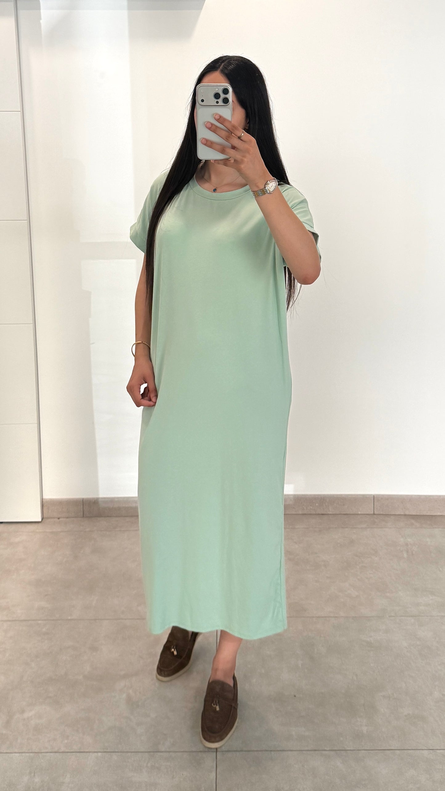 ROBE ESSENTIELLE MANCHES COURTES - VERT D'EAU
