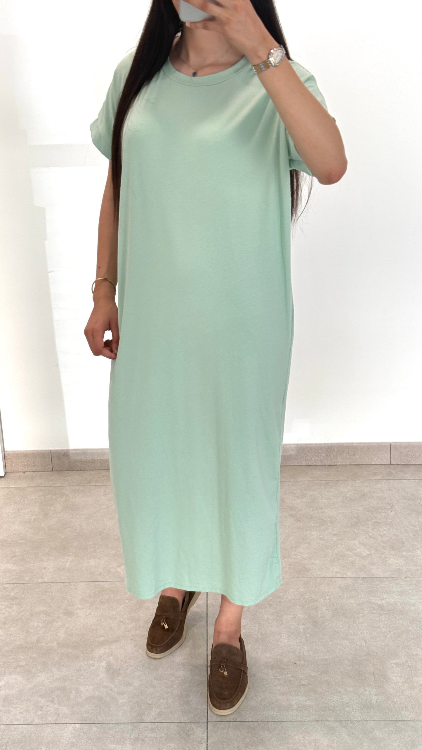 ROBE ESSENTIELLE MANCHES COURTES - VERT D'EAU