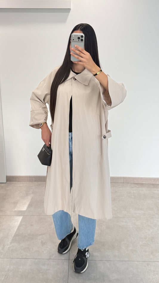 MANTEAU LONG TYPE TRENCH - BEIGE