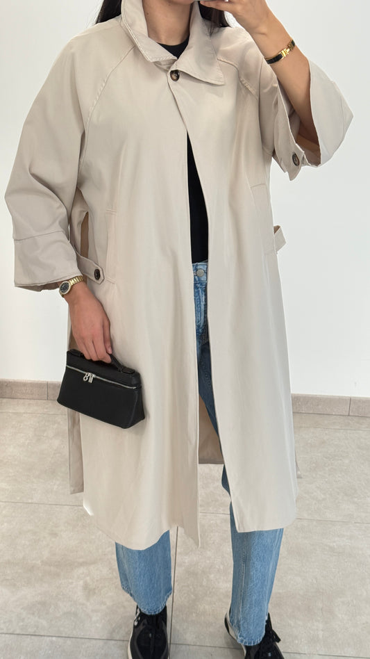 MANTEAU LONG TYPE TRENCH - BEIGE