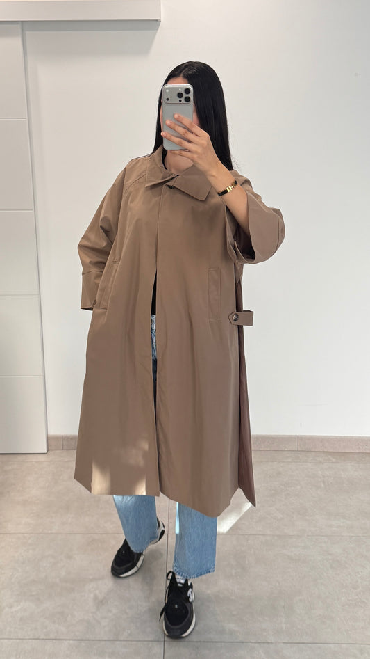 MANTEAU LONG TYPE TRENCH - CAMEL