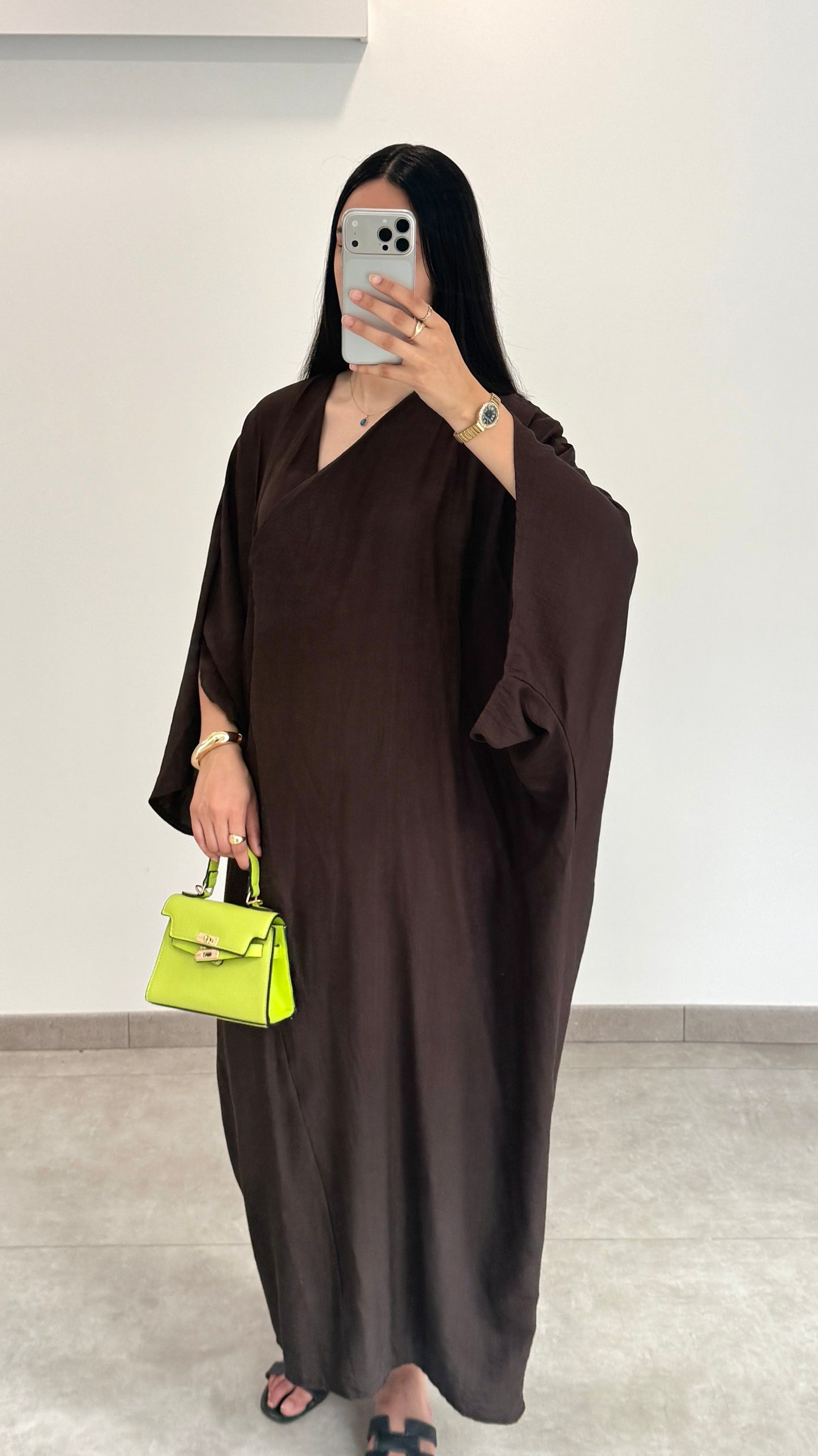 ROBE PAPILLON - MARRON