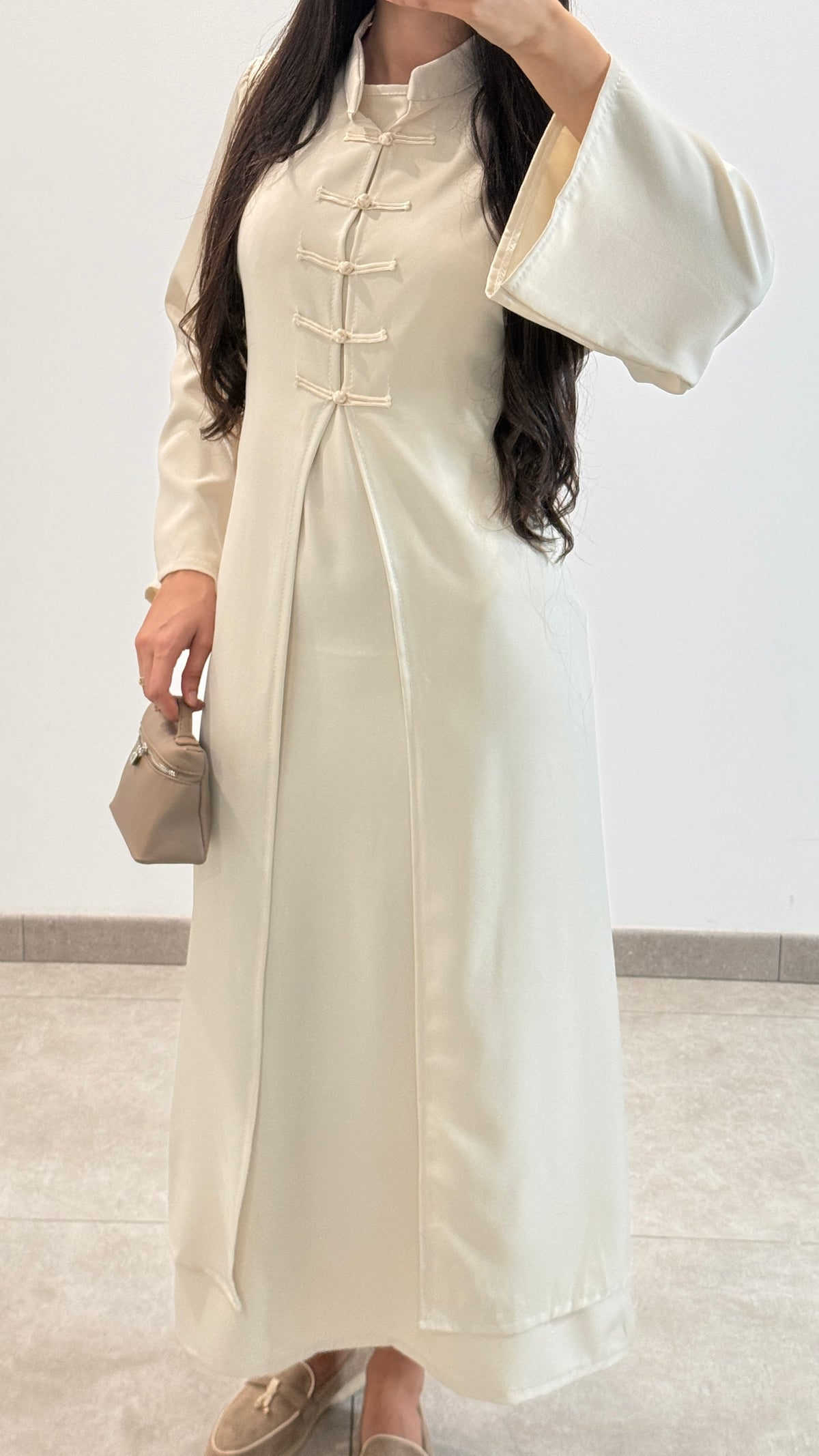 ROBE 2 PIÈCES STYLE ASIATIQUE - BEIGE