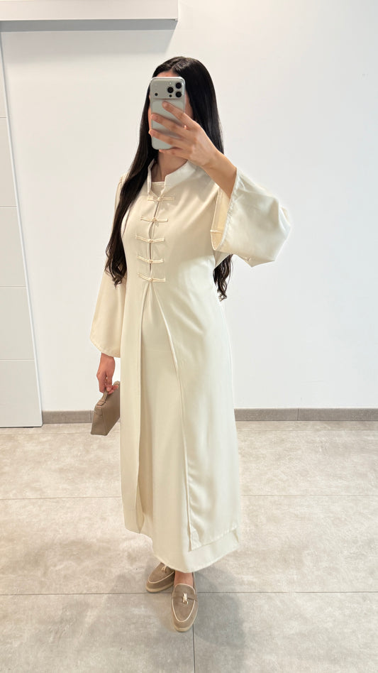 ROBE 2 PIÈCES STYLE ASIATIQUE - BEIGE