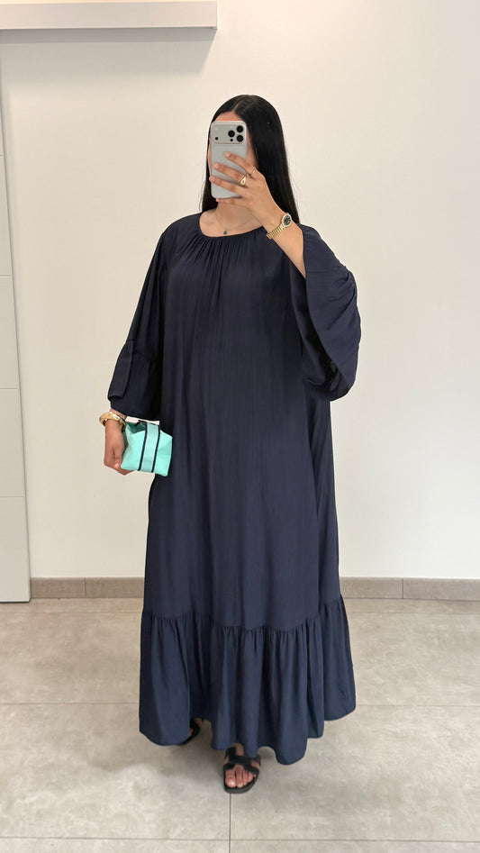 VESTIDO CON VOLANTES INSPI H& - AZUL MARINO