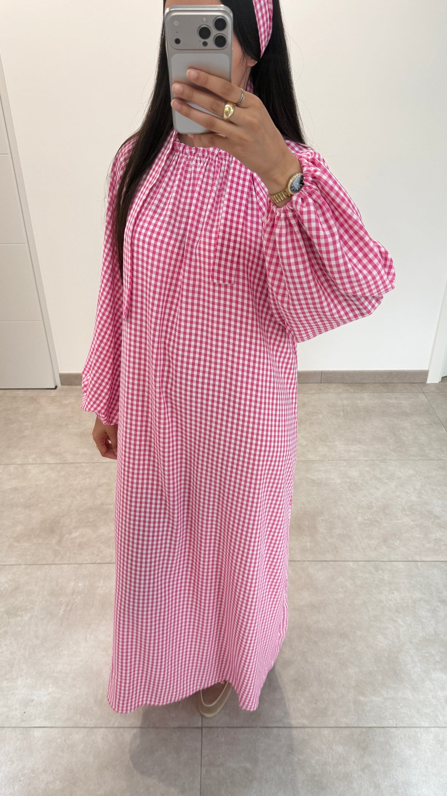 ROBE MOTIF VICHY ROSE