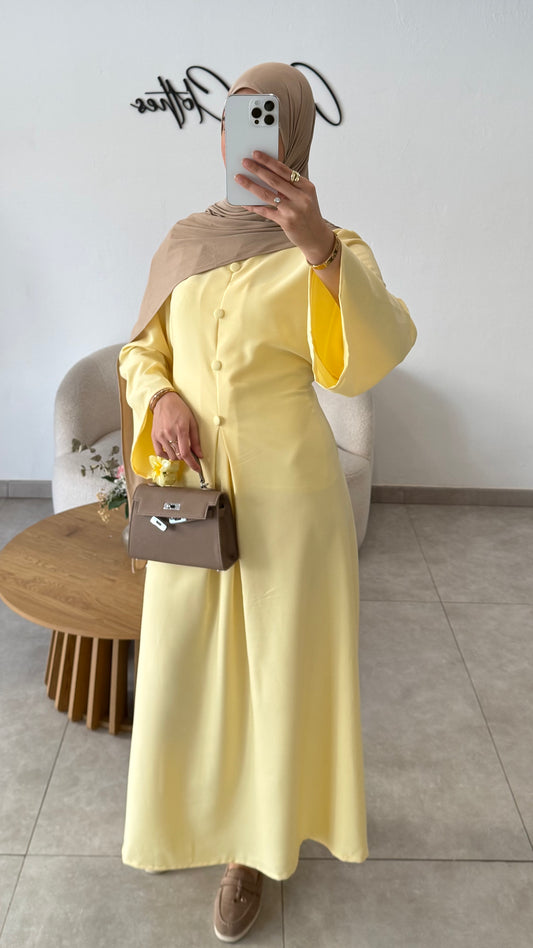 ROBE AVEC BOUTONS - JAUNE