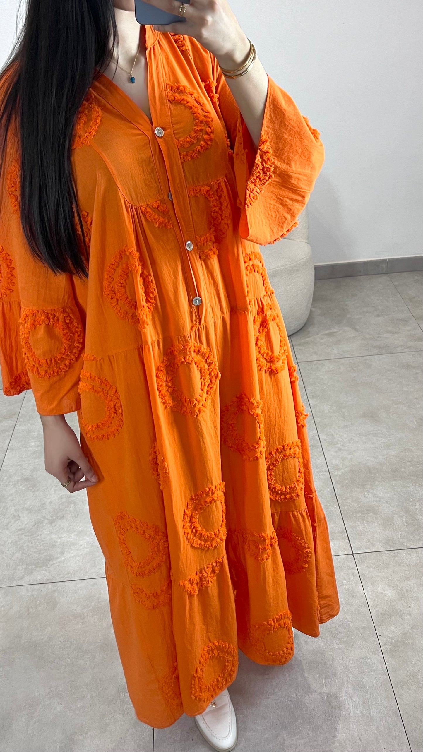 Orange embroidery dress