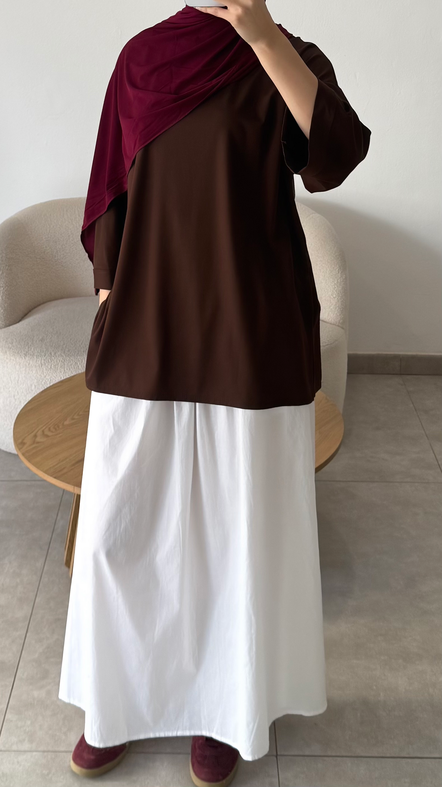 ESSENTIAL 3/4 SLEEVE T-SHIRT - BROWN