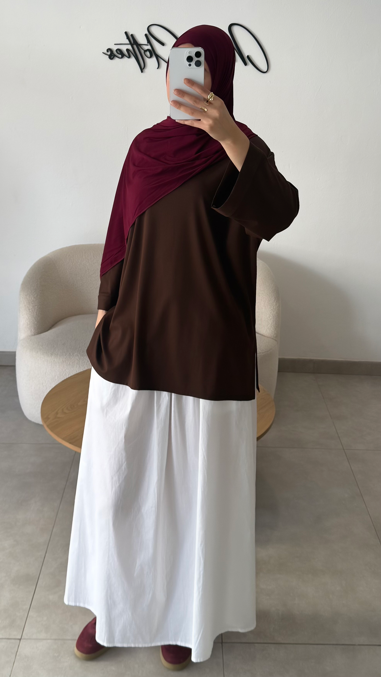 ESSENTIAL 3/4 SLEEVE T-SHIRT - BROWN
