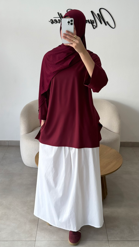 T-SHIRT ESSENTIEL MANCHES 3/4 - BORDEAUX