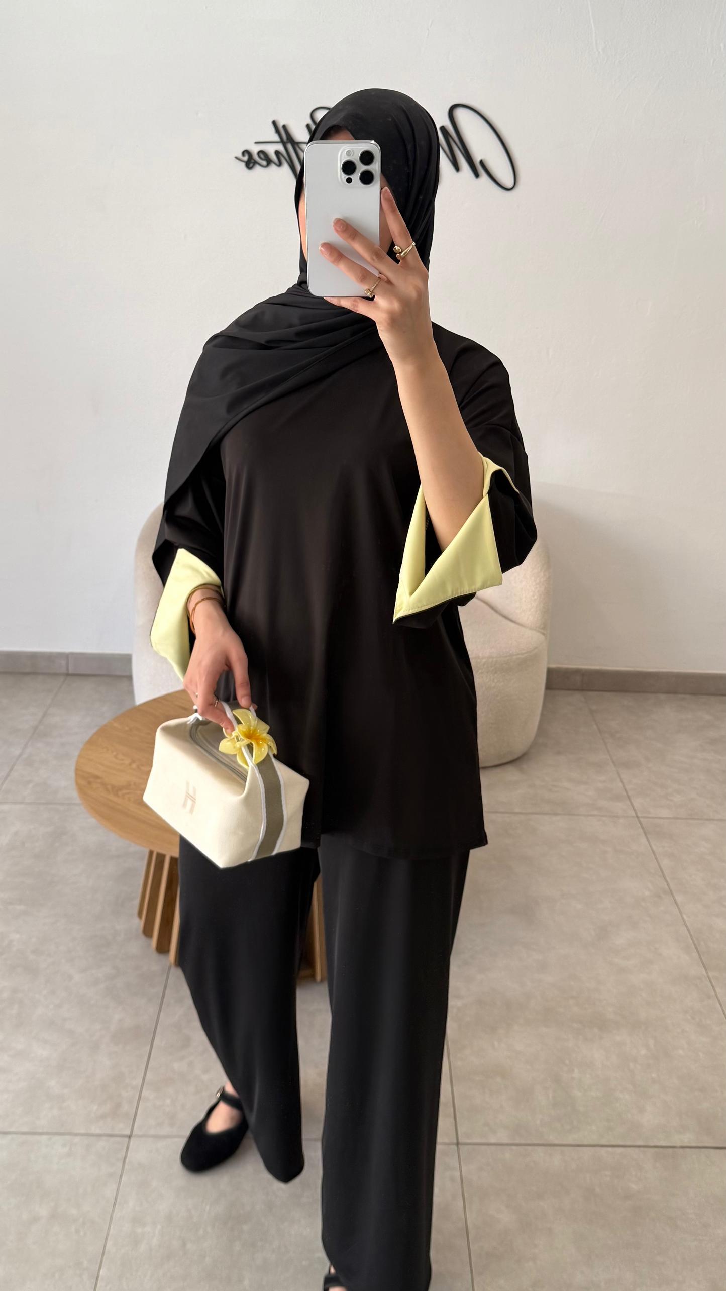 BURKINI BICOLOR 3 PIEZAS - NEGRO/AMARILLO