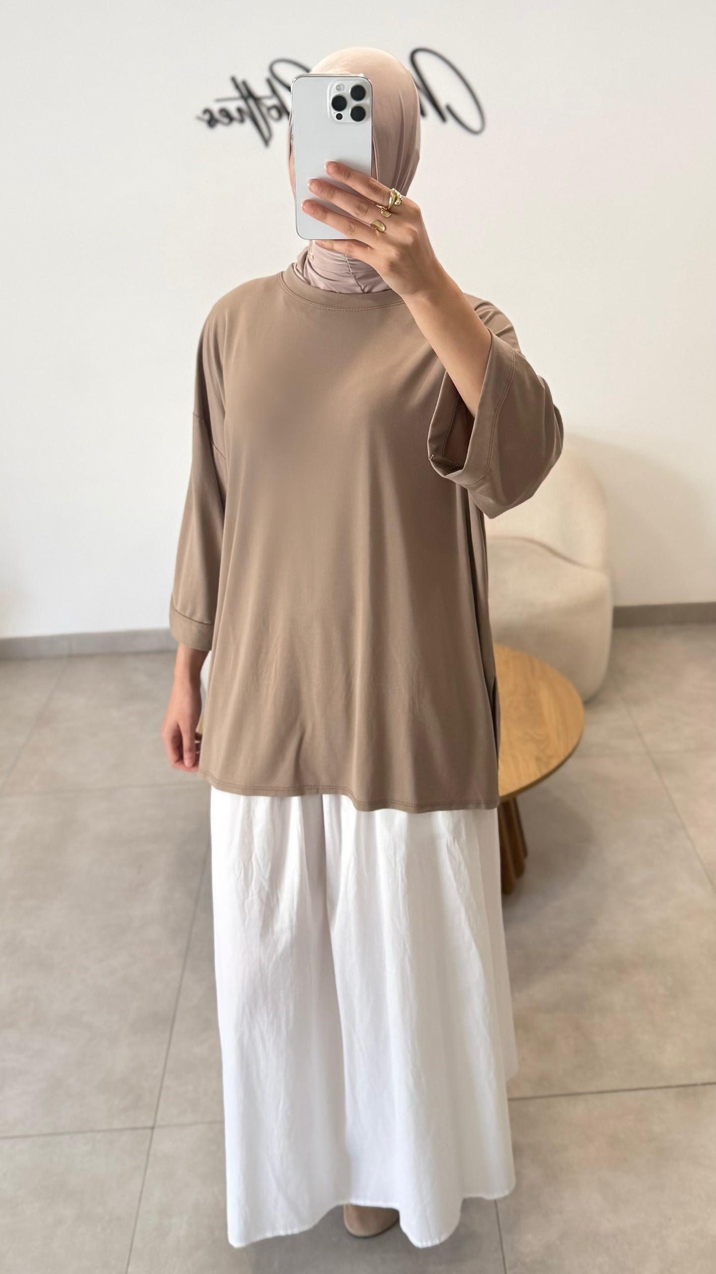 T-SHIRT ESSENTIEL MANCHES 3/4 - TAUPE