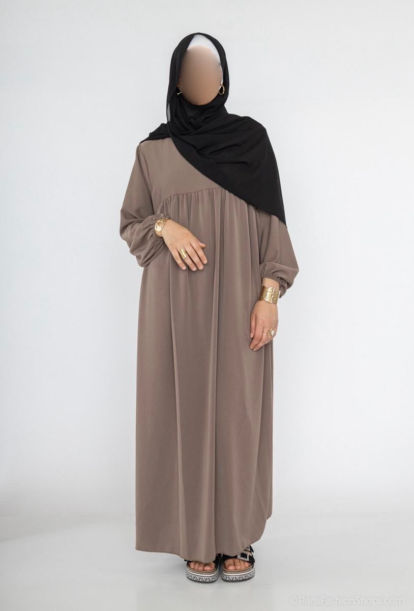 Abaya bouffante en soie de médine (3 coloris)