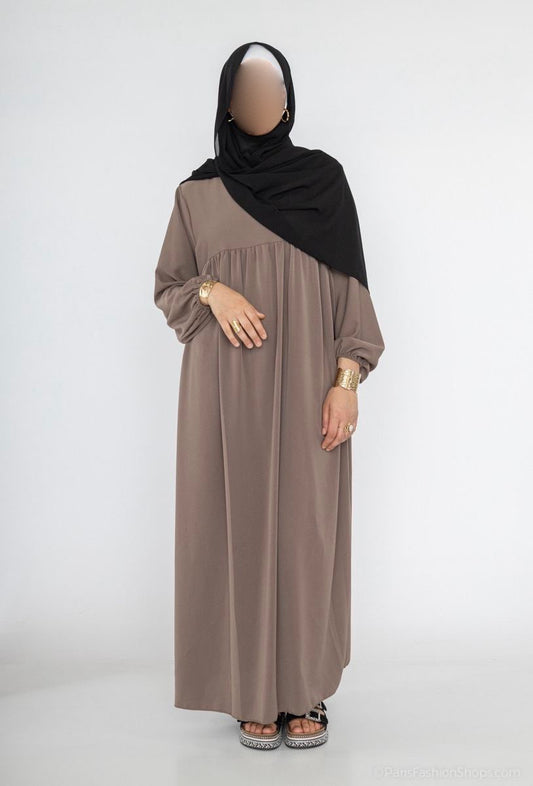 Abaya bouffante en soie de médine (3 coloris)