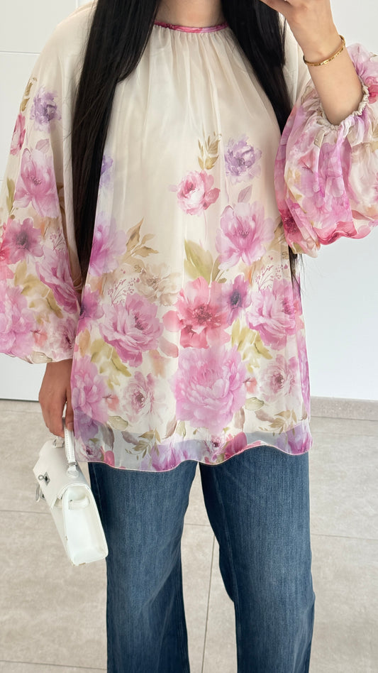 CHEMISE À FLEUR - ROSE