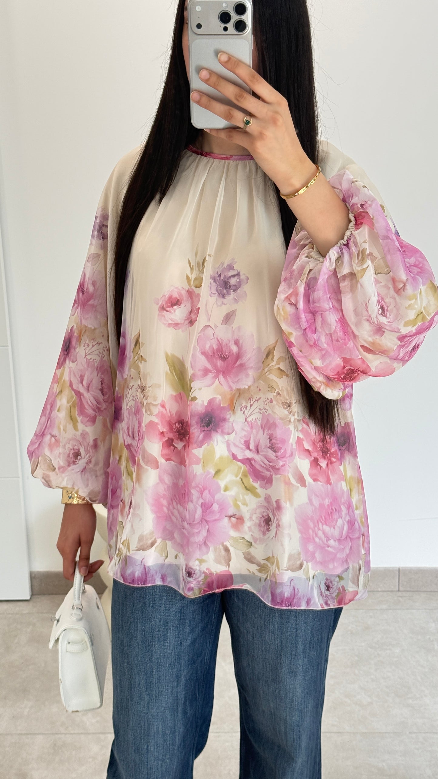 CHEMISE À FLEUR - ROSE