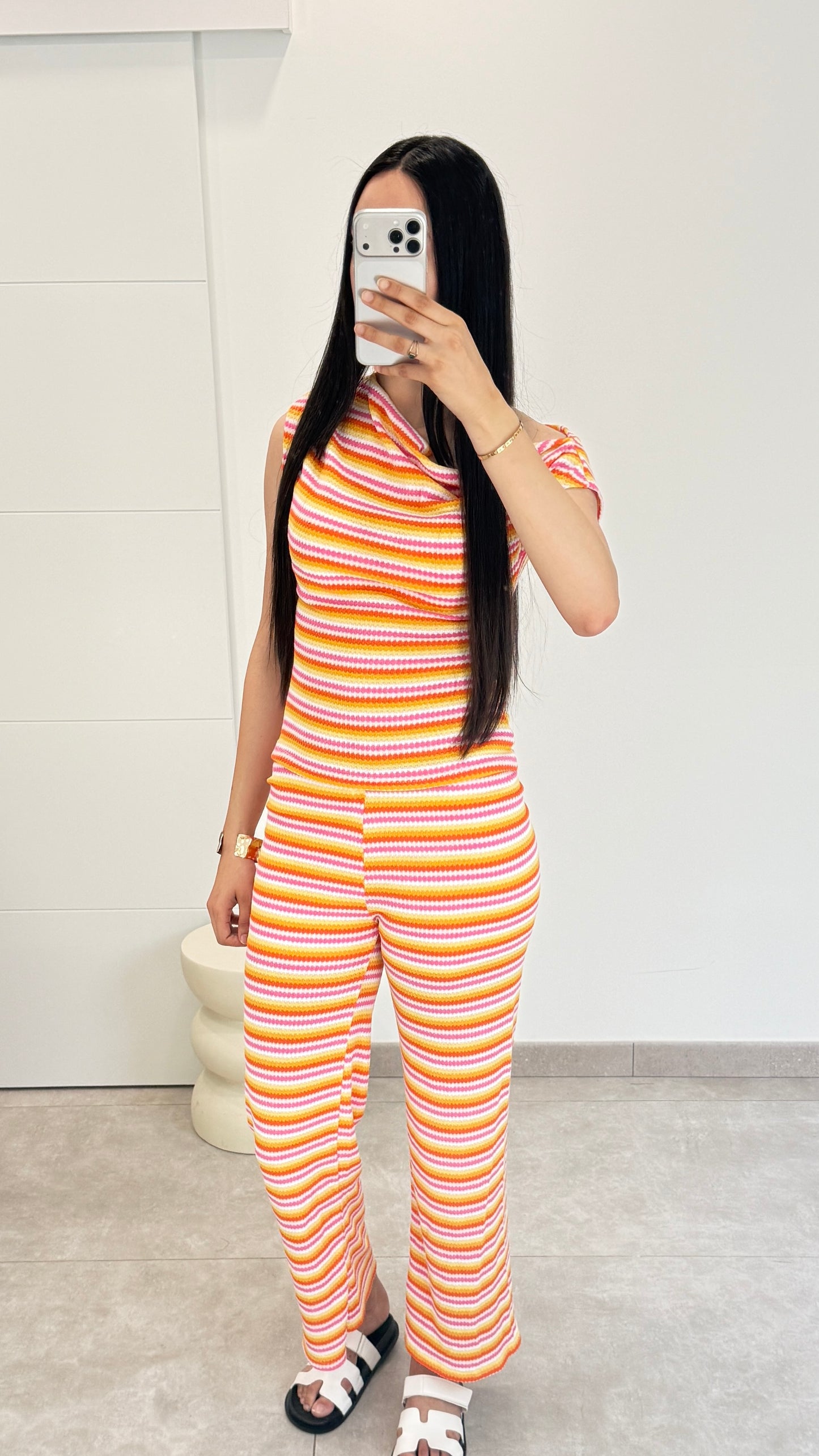 ENSEMBLE RAYÉ - ORANGE