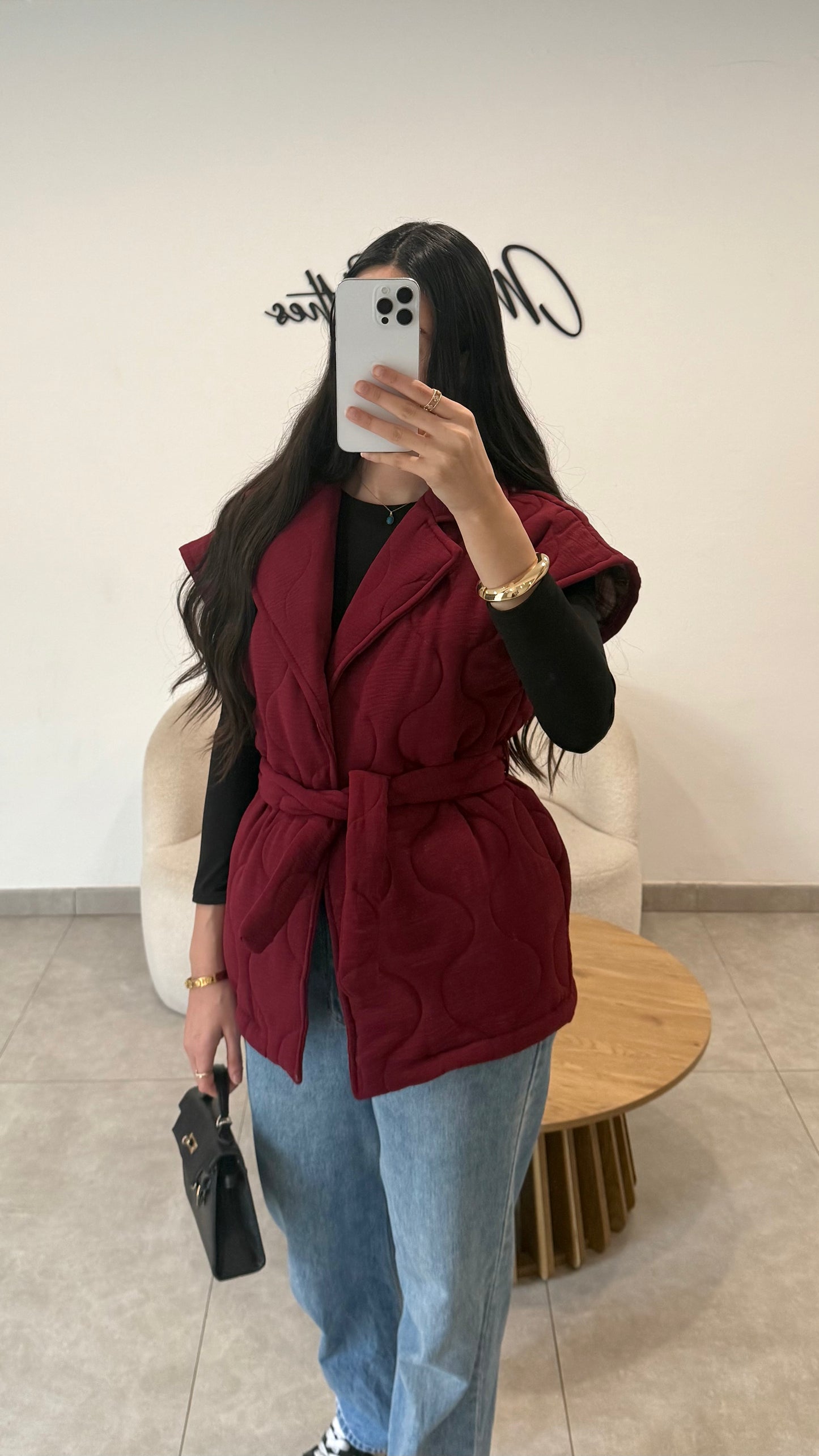 Veste sans manches matelassé bordeaux