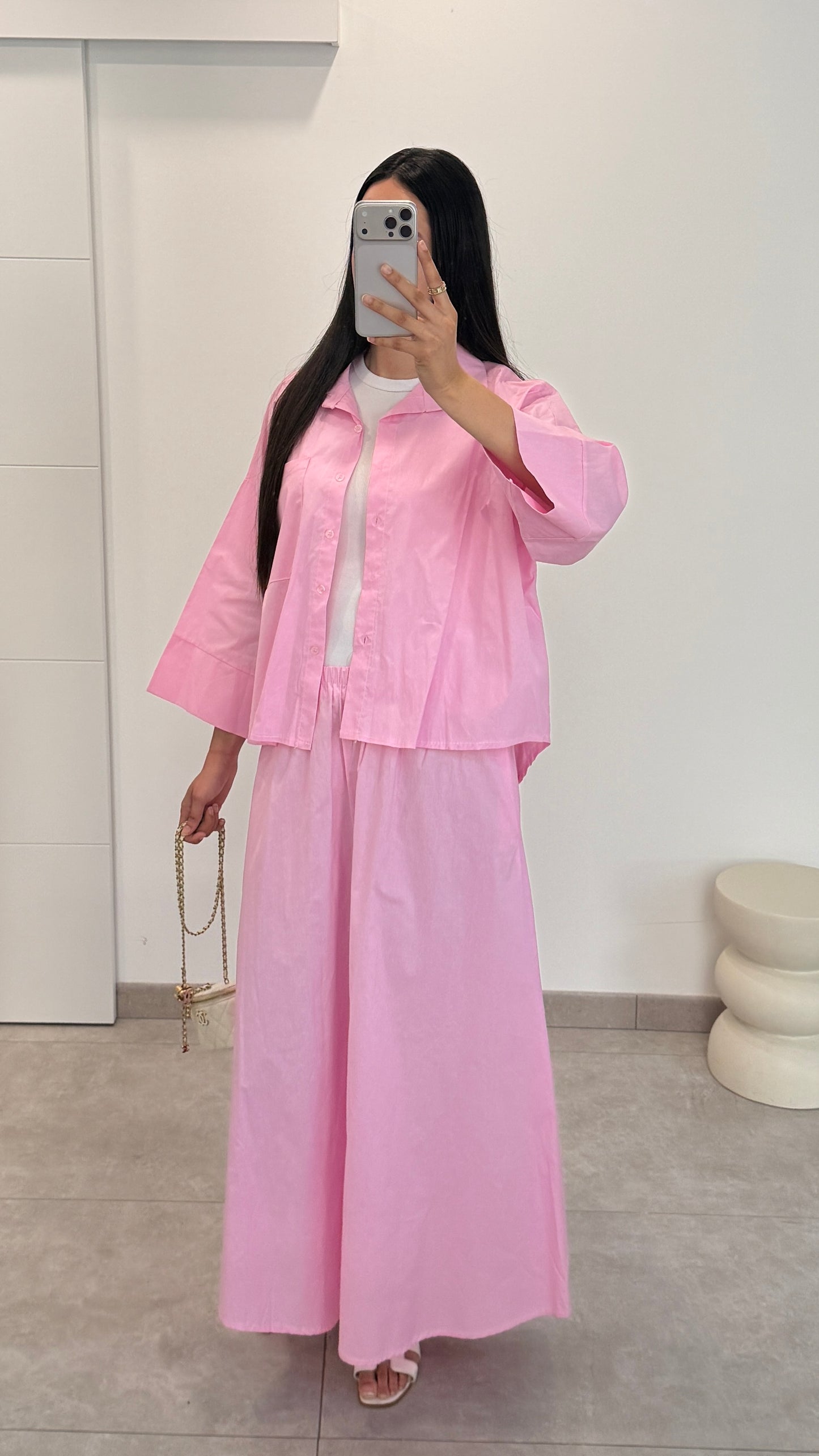 ENSEMBLE JUPE EN COTON - ROSE