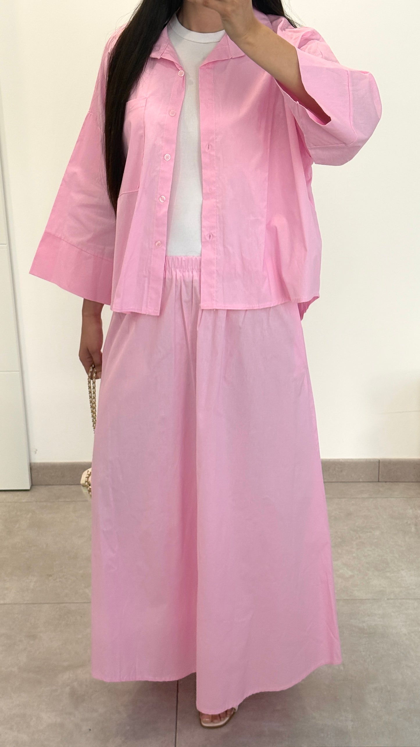 ENSEMBLE JUPE EN COTON - ROSE