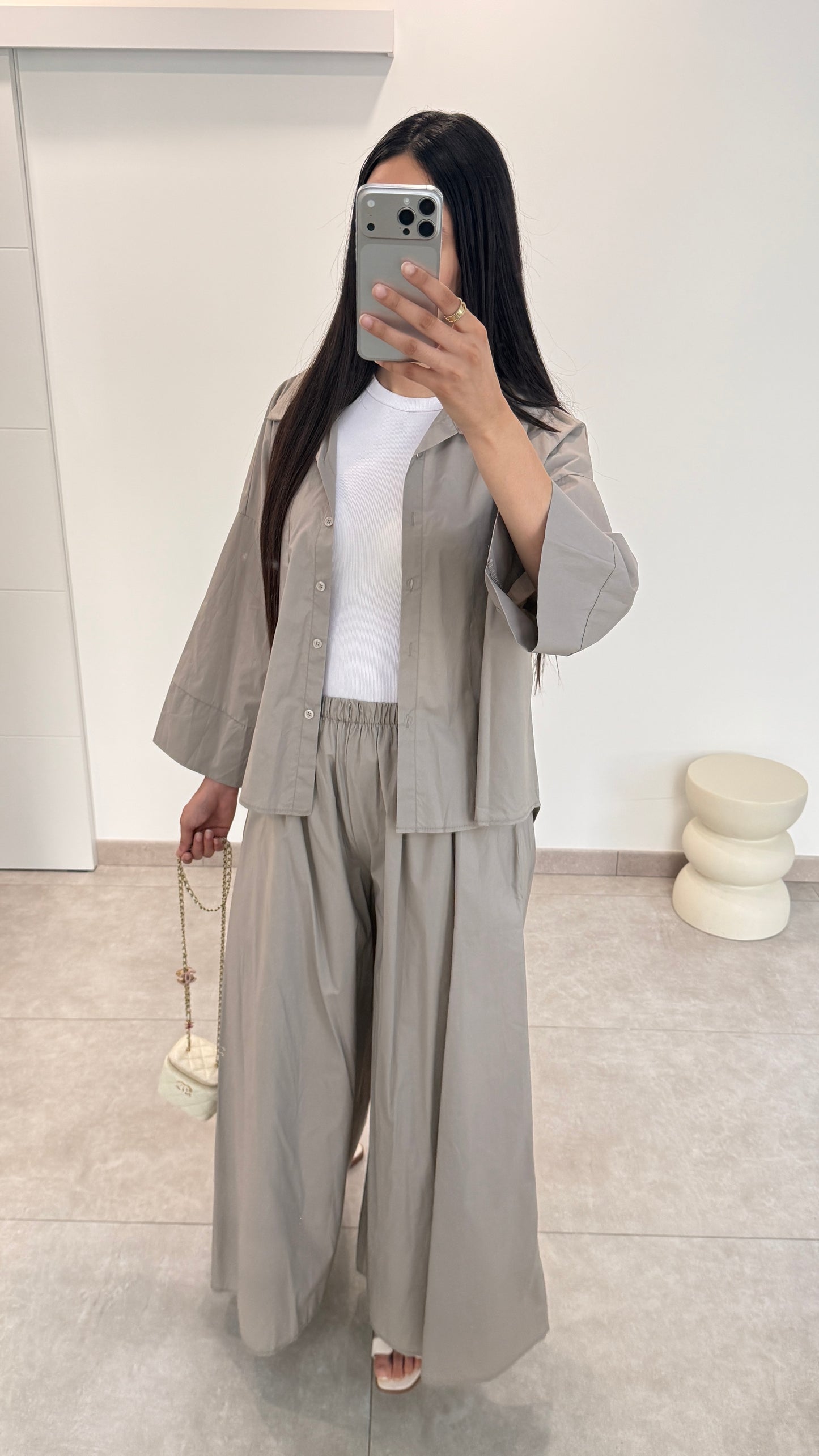 ENSEMBLE PANTALON EN COTON - TAUPE