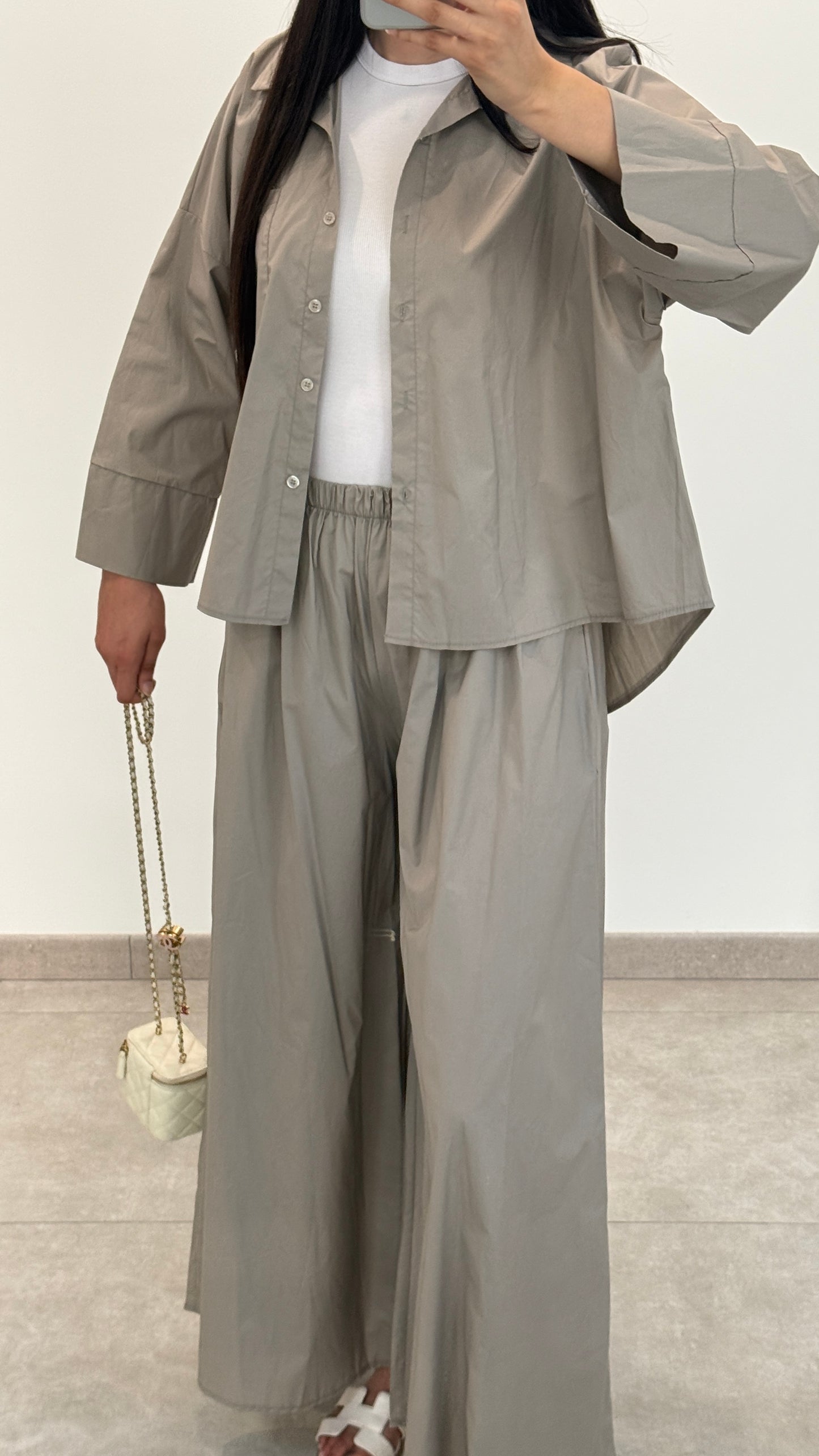 ENSEMBLE PANTALON EN COTON - TAUPE
