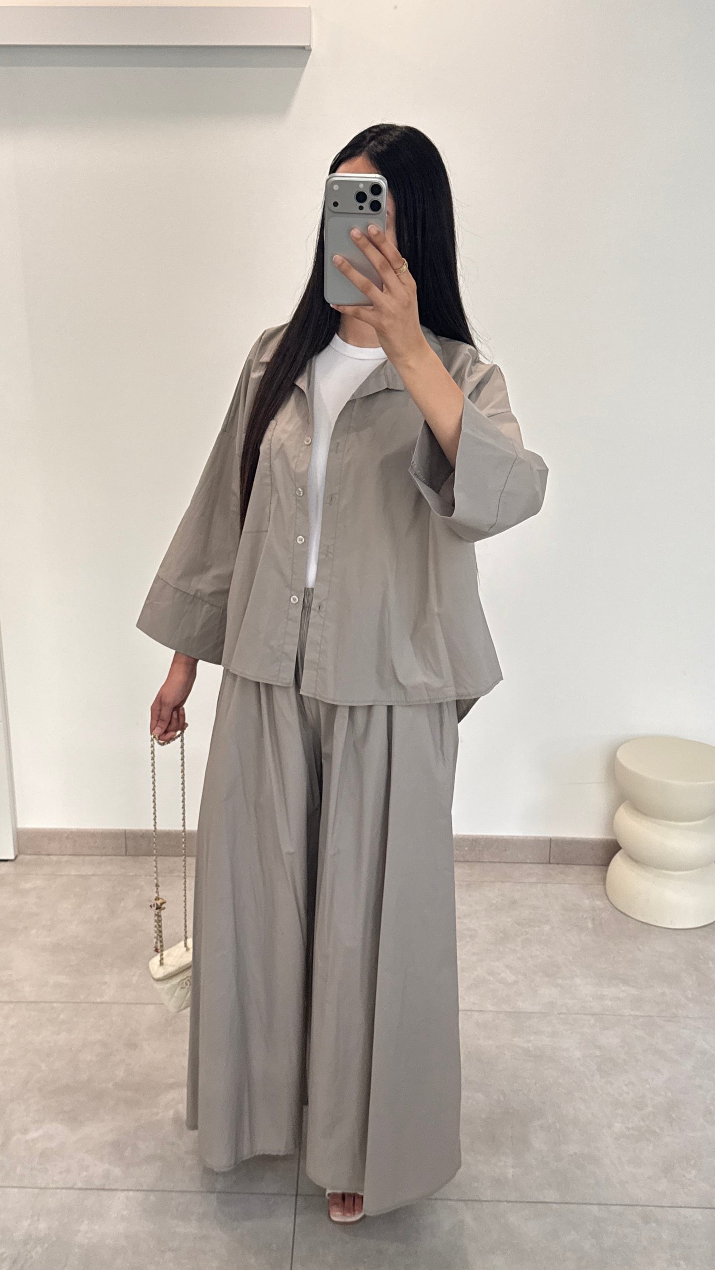 ENSEMBLE PANTALON EN COTON - TAUPE