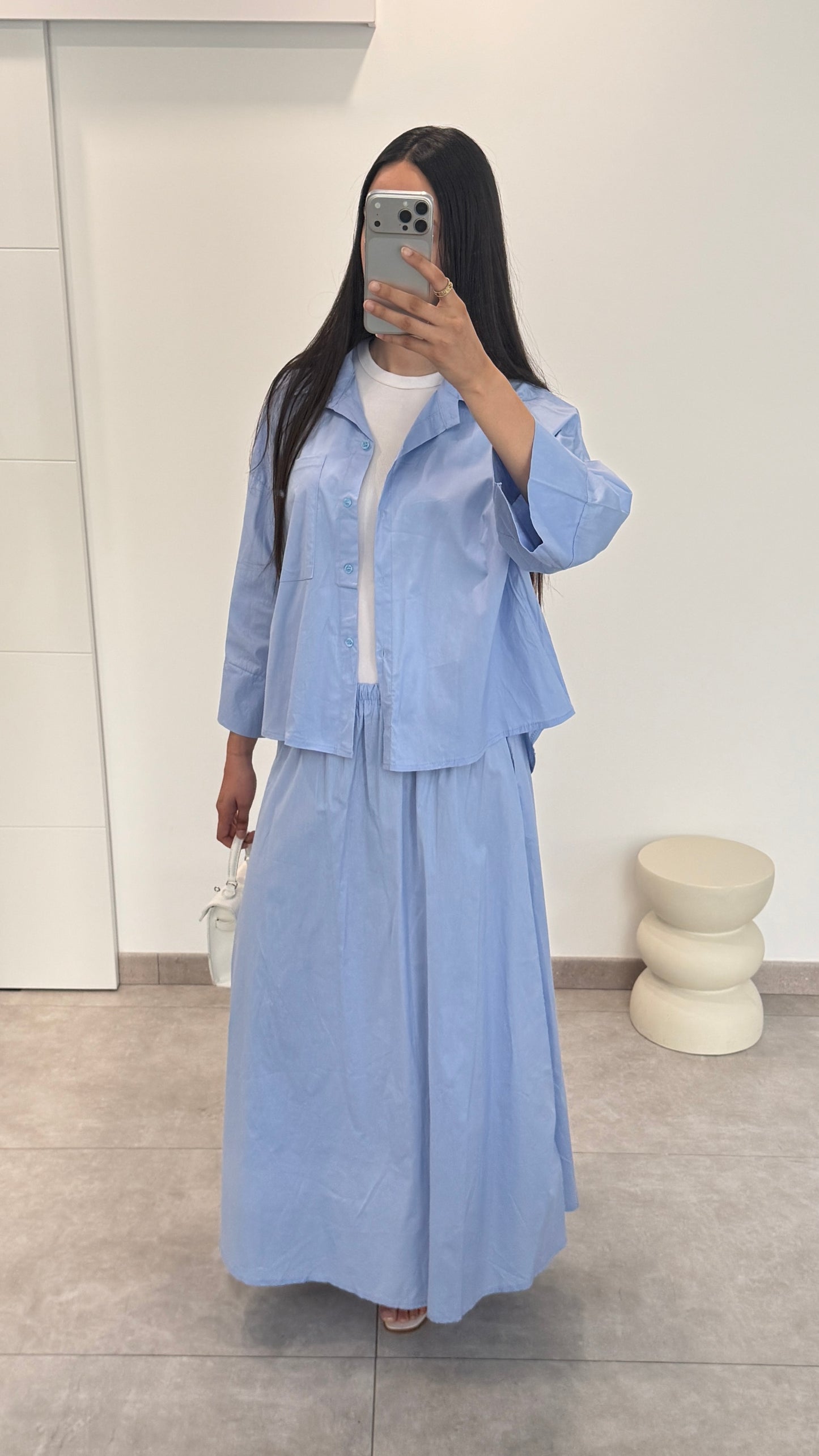 ENSEMBLE JUPE EN COTON - BLEU