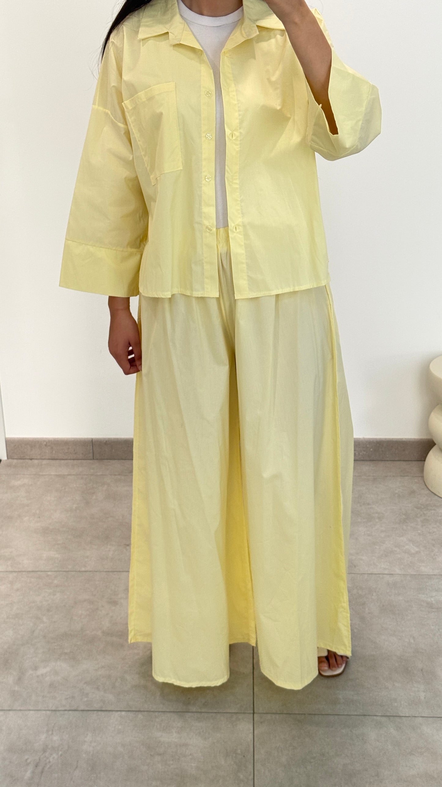 ENSEMBLE PANTALON EN COTON - JAUNE
