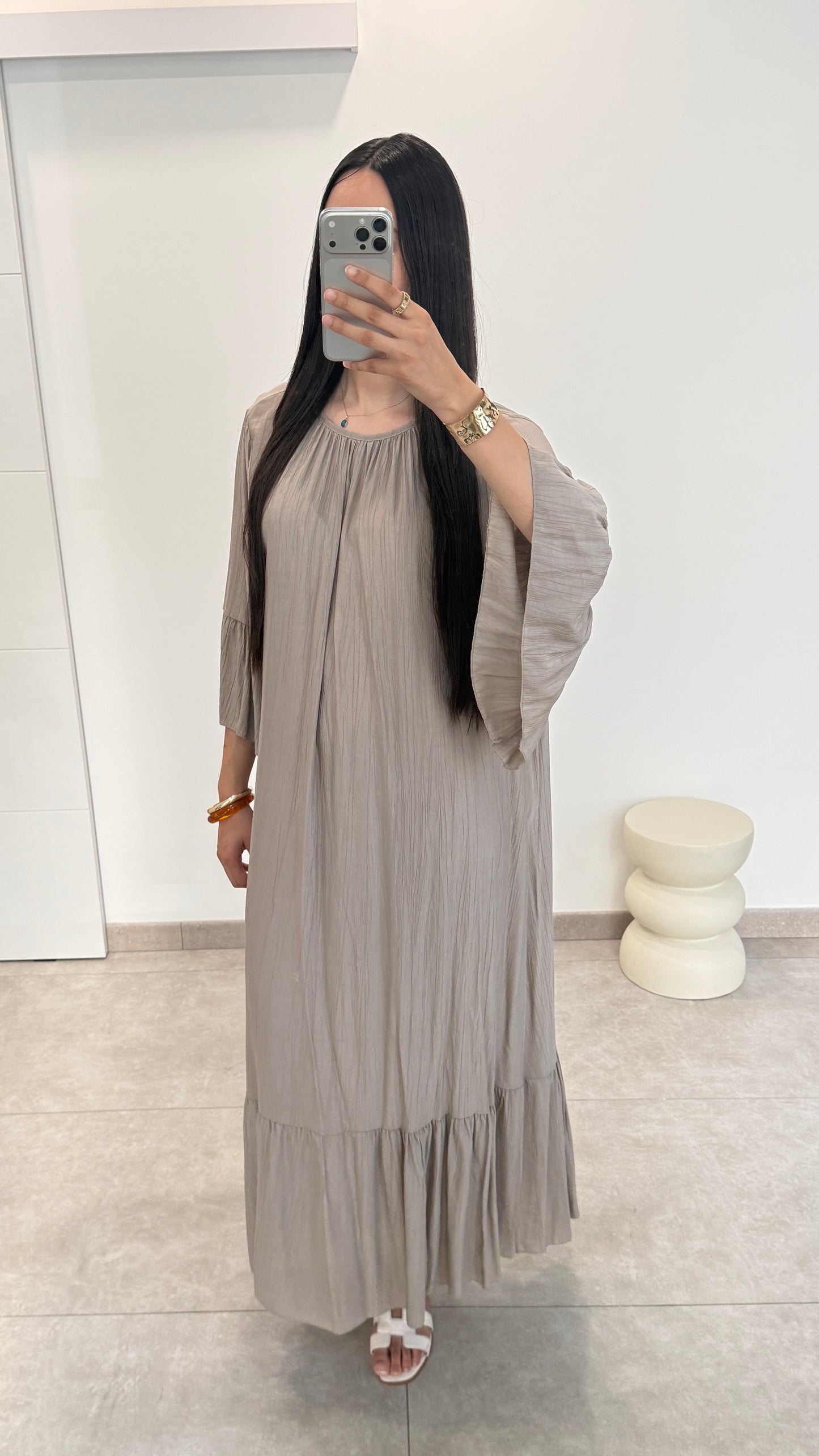 ROBE ÉVASÉ - TAUPE