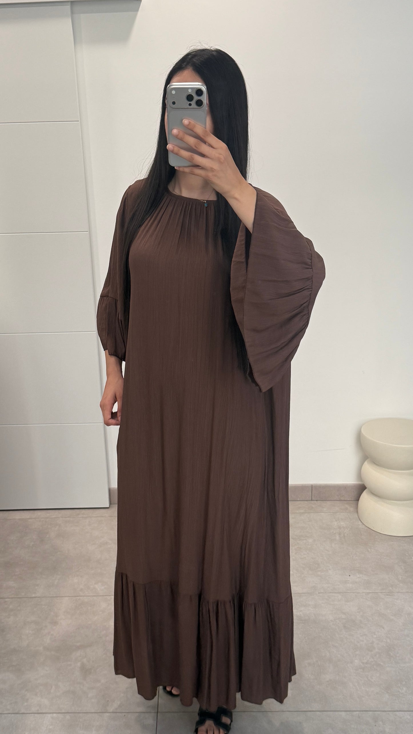 ROBE ÉVASÉ - MARRON