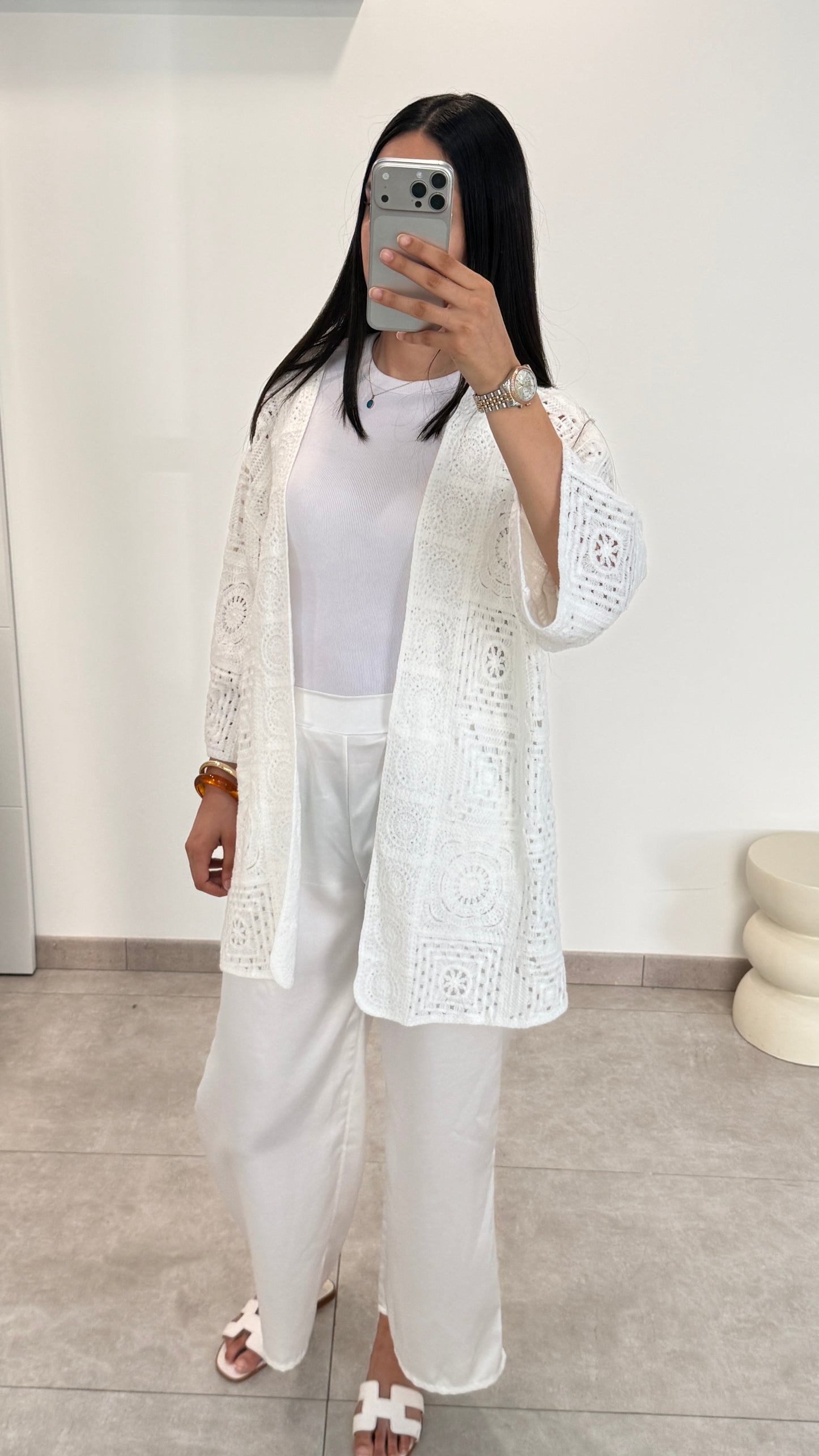 PANTALON EN SATIN - BLANC