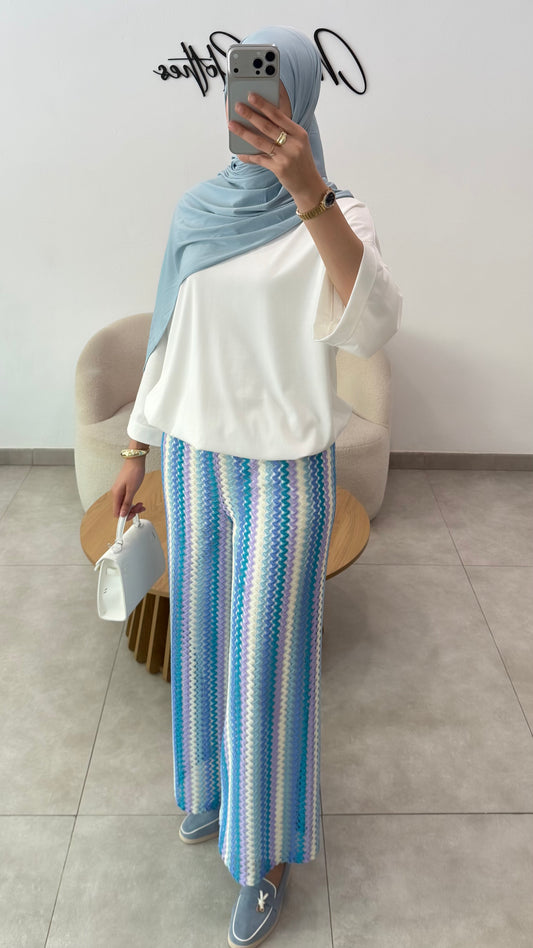 PANTALON CROCHET - BLEU