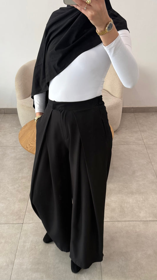 PANTALON BALLON À PLIS - NOIR