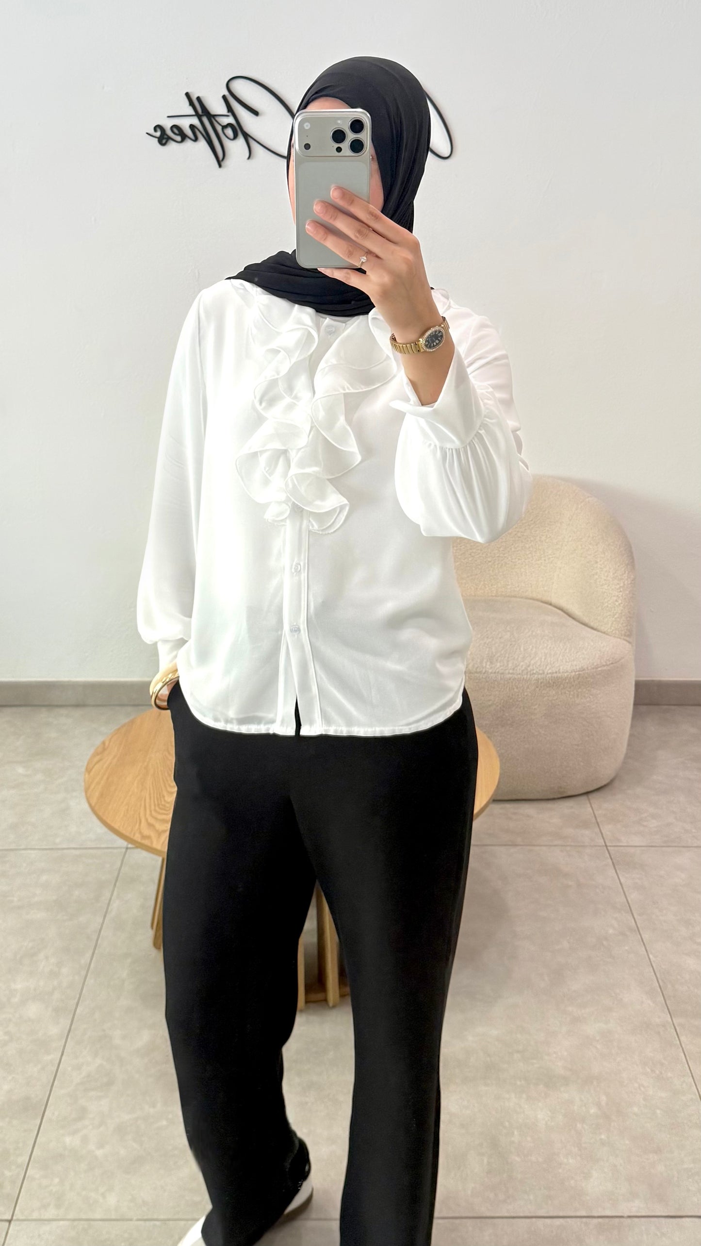 BLOUSE À VOLANTS - BLANC
