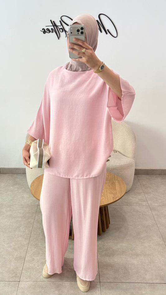 ENSEMBLE EFFET LIN - ROSE