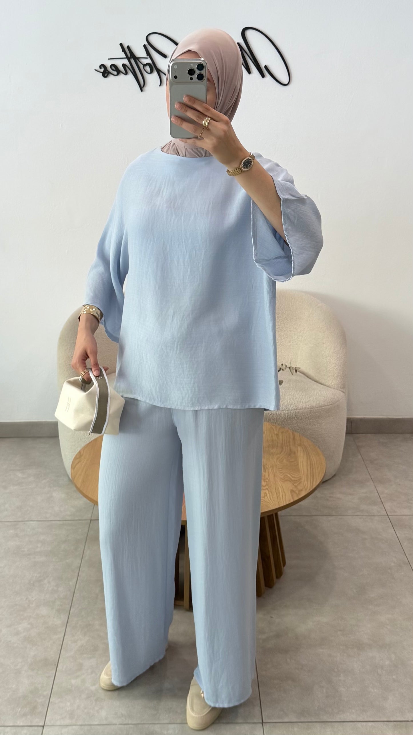 CONJUNTO EFECTO LINO - AZUL
