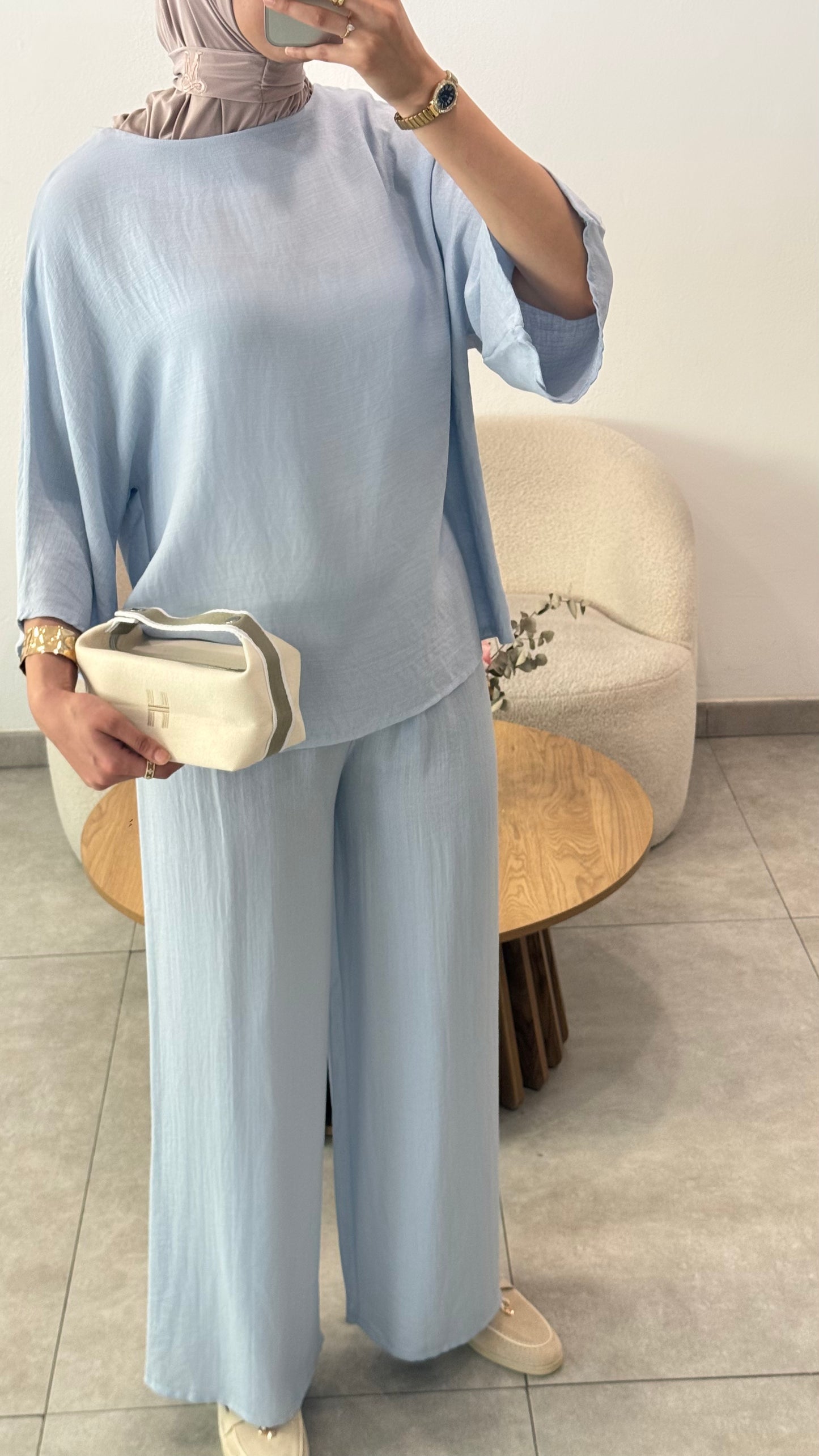 CONJUNTO EFECTO LINO - AZUL