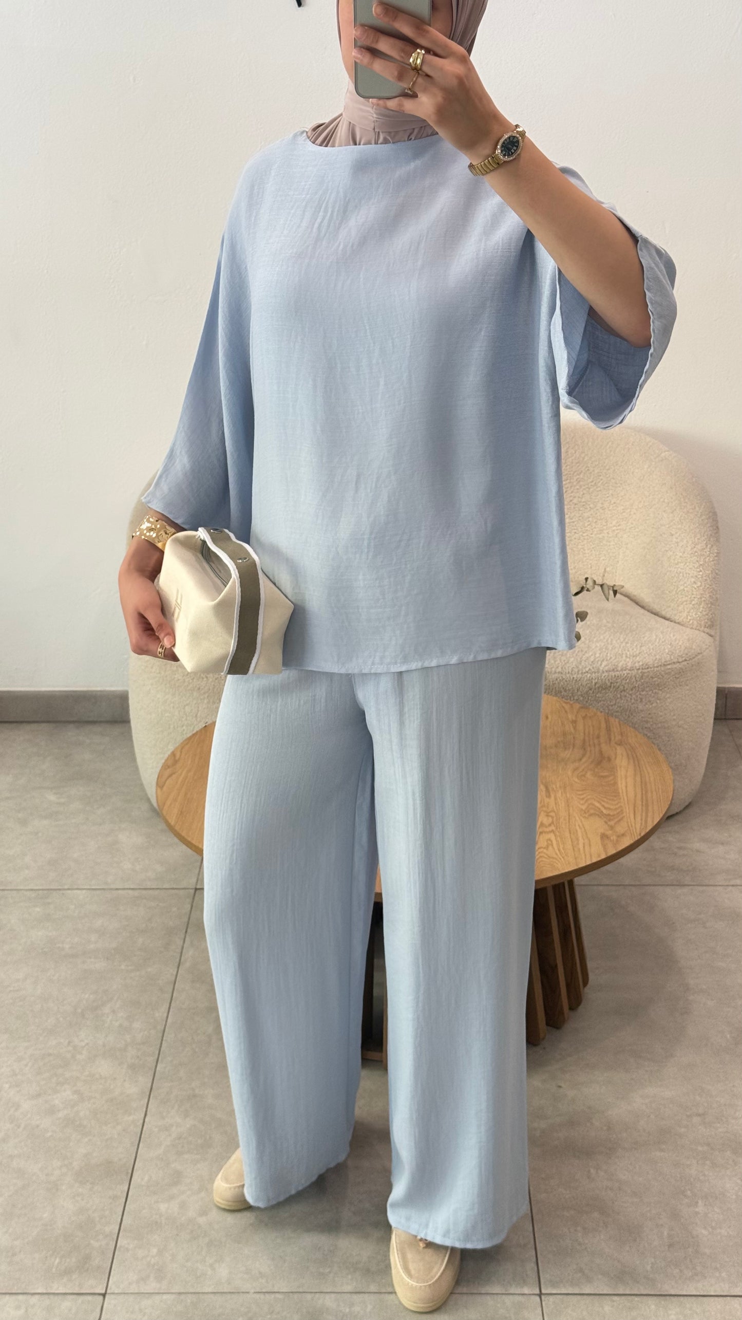CONJUNTO EFECTO LINO - AZUL
