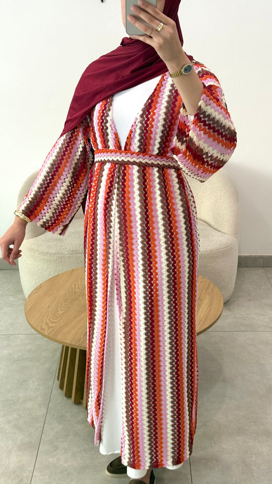 KIMONO CROCHET - ROUGE