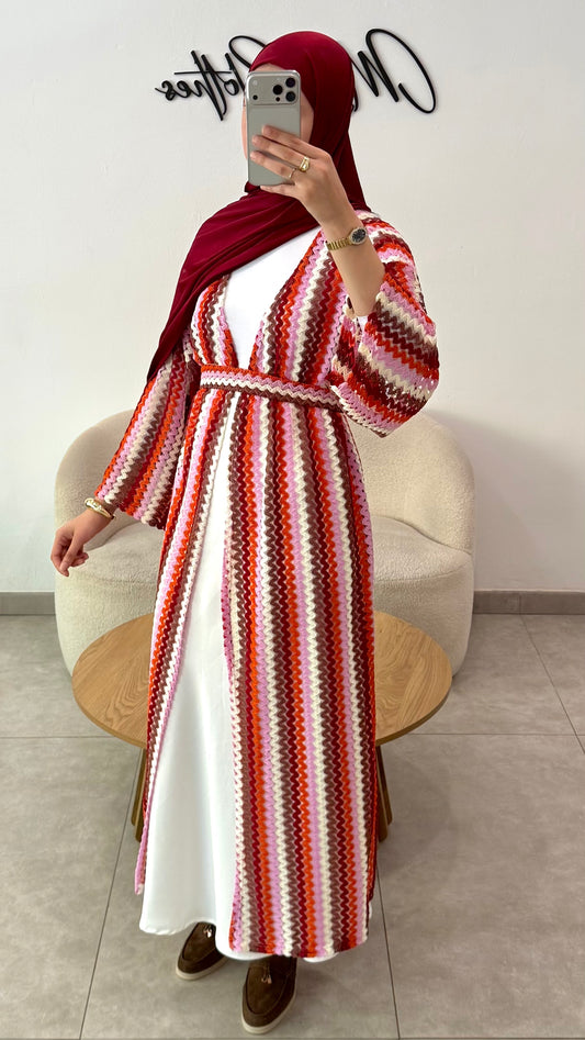 KIMONO CROCHET - ROUGE